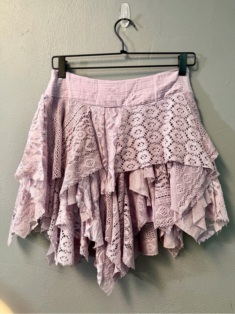 Oli & Hali Layered Lace Asymmetrical Skirt - Light Lavender